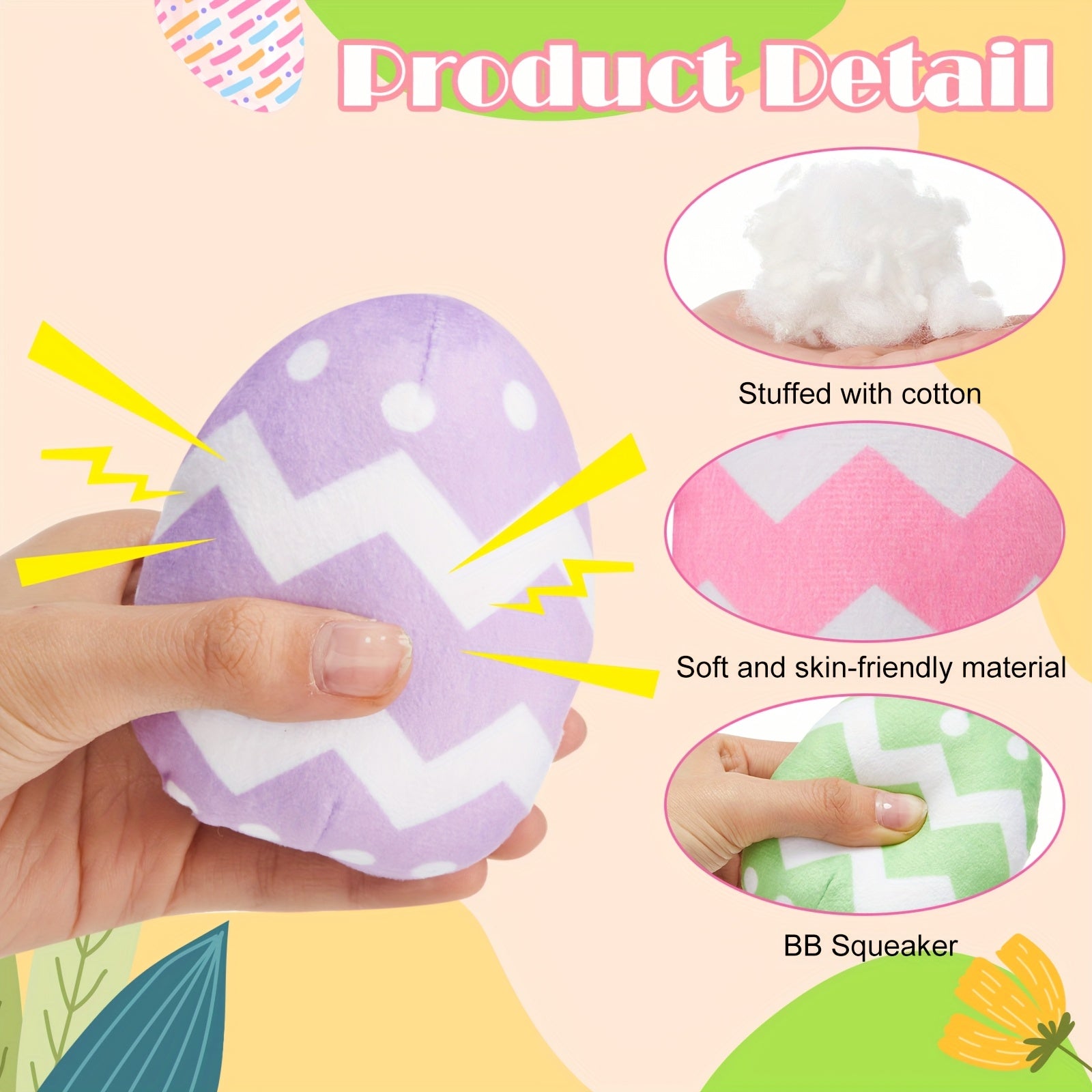 Easter Dog Toys - Squeaky Plush Eggs for Small Dogs