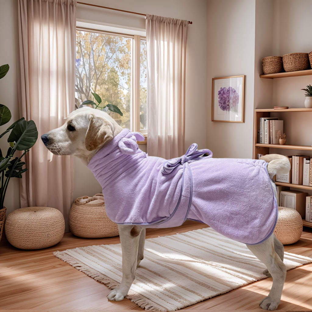 Dog Bathrobe - Soft Absorbent Pet Robe with Hood