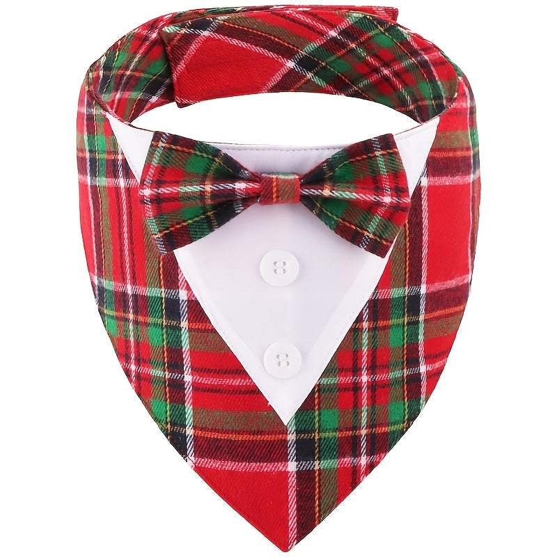 1pc Pets Scarf Festival Plaid Bow Tie Pet Collar Dog Cat Perfect for Valentine's Day Easter Independence Day Thanksgiving Day Christmas Wedding Decorations Pets Costume