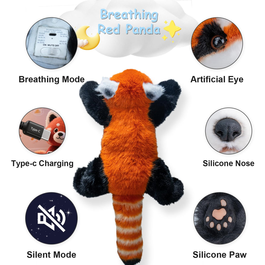 Breathing Red Panda Plush – Lifelike Calming Toy Gift