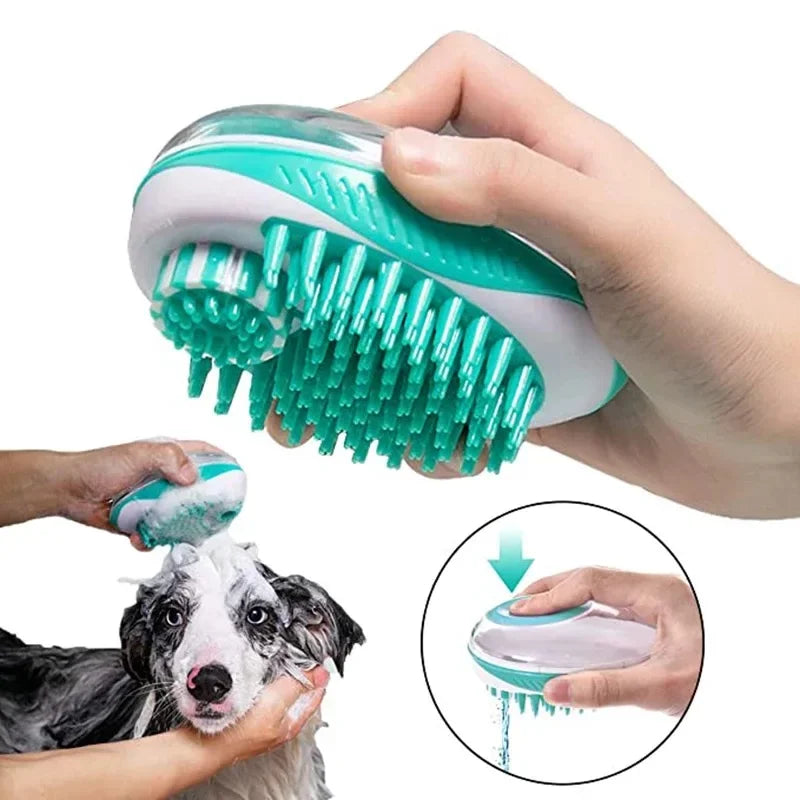 2-in-1 Pet Bath Brush – Soft Silicone Dog Cat Grooming & Massage Comb
