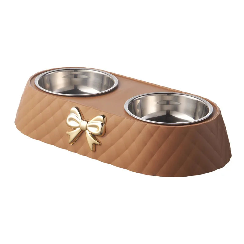 Pet Bowls - Twin Dog Cat Food Water Dish Set