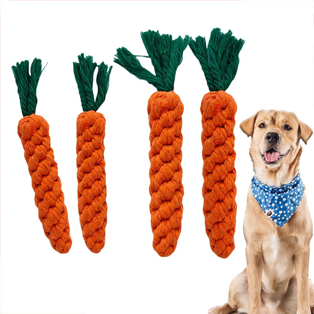 Carrot Rope Dog Chew Toy – Durable Cotton Molar Toy for Puppies & Dogs