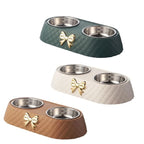 Pet Bowls - Twin Dog Cat Food Water Dish Set