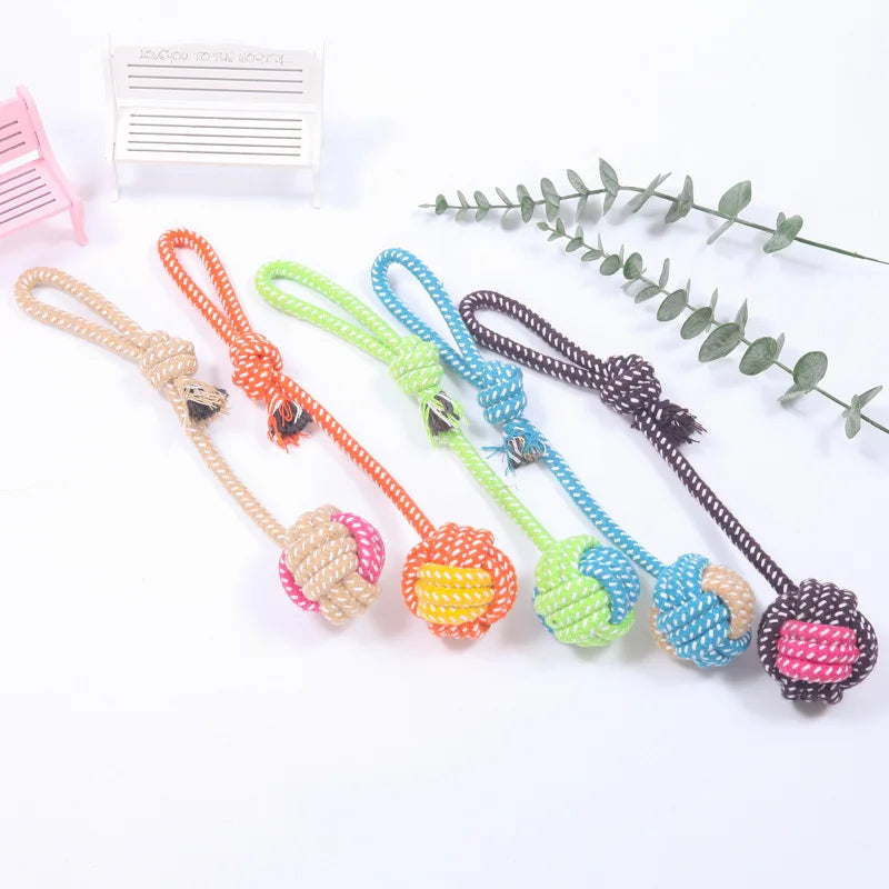 Interactive Cotton Rope Dog Toy – Mini Ball for Chewing & Cleaning