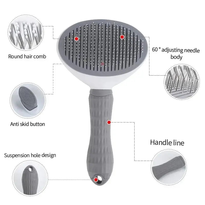 Self-Cleaning Pet Hair Remover Brush – Grooming Comb for Dogs & Cats