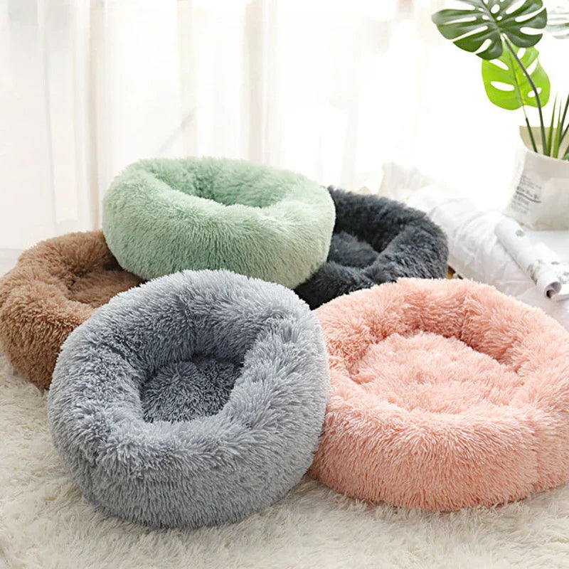 Plush Winter Cat & Dog Nest – Warm, Washable Round Pet Bed