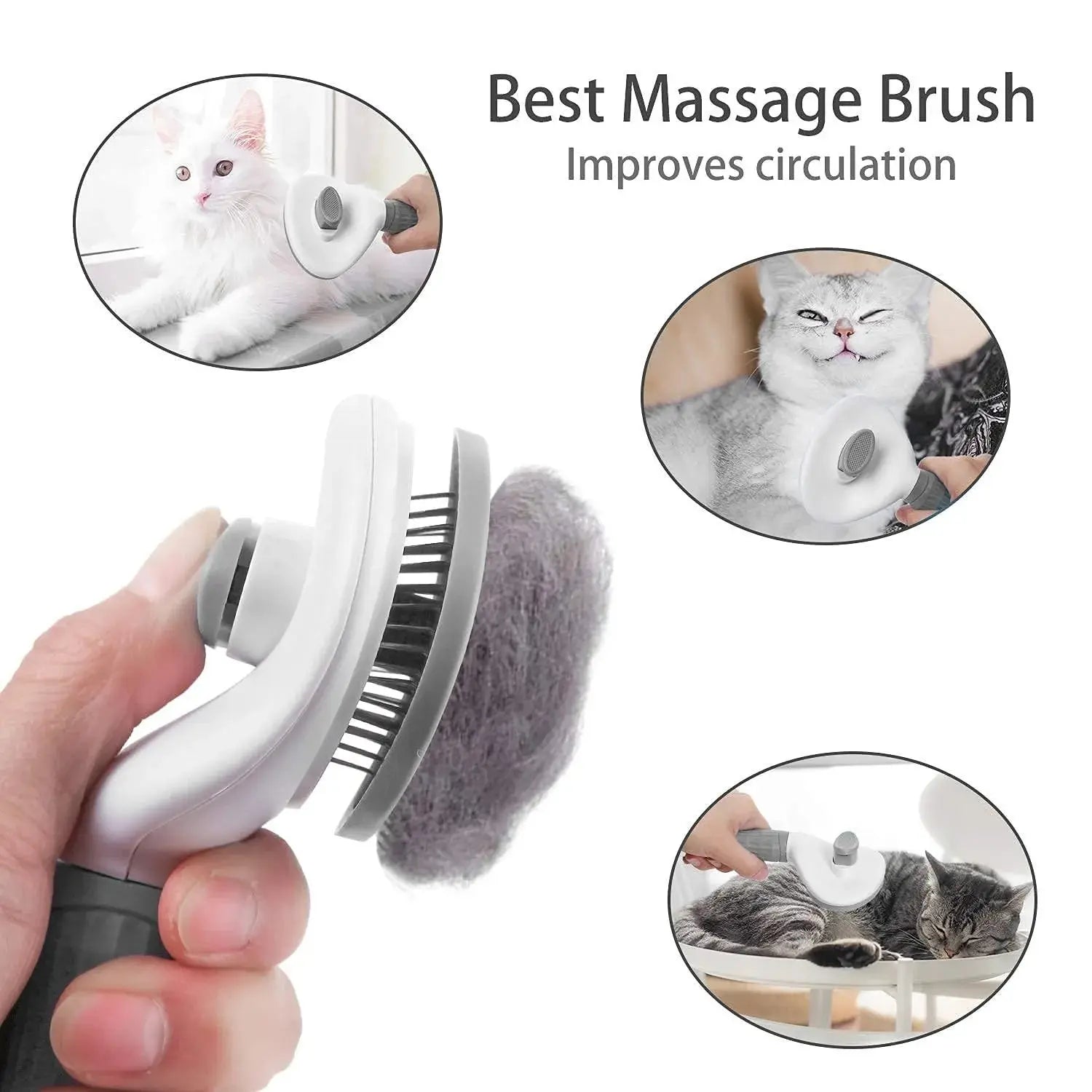 Self-Cleaning Pet Hair Remover Brush – Grooming Comb for Dogs & Cats