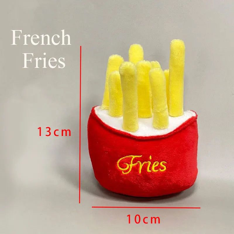 Plush Dog Toys – Squeaky Ice Cream, Fries & Hamburger Set