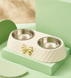 Pet Bowls - Twin Dog Cat Food Water Dish Set