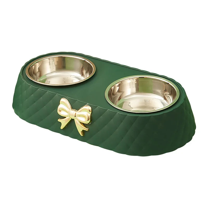 Pet Bowls - Twin Dog Cat Food Water Dish Set