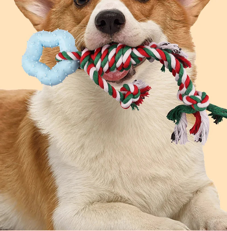 Easter Dog Chew Toys - Cotton Rope Toy with Heart Design
