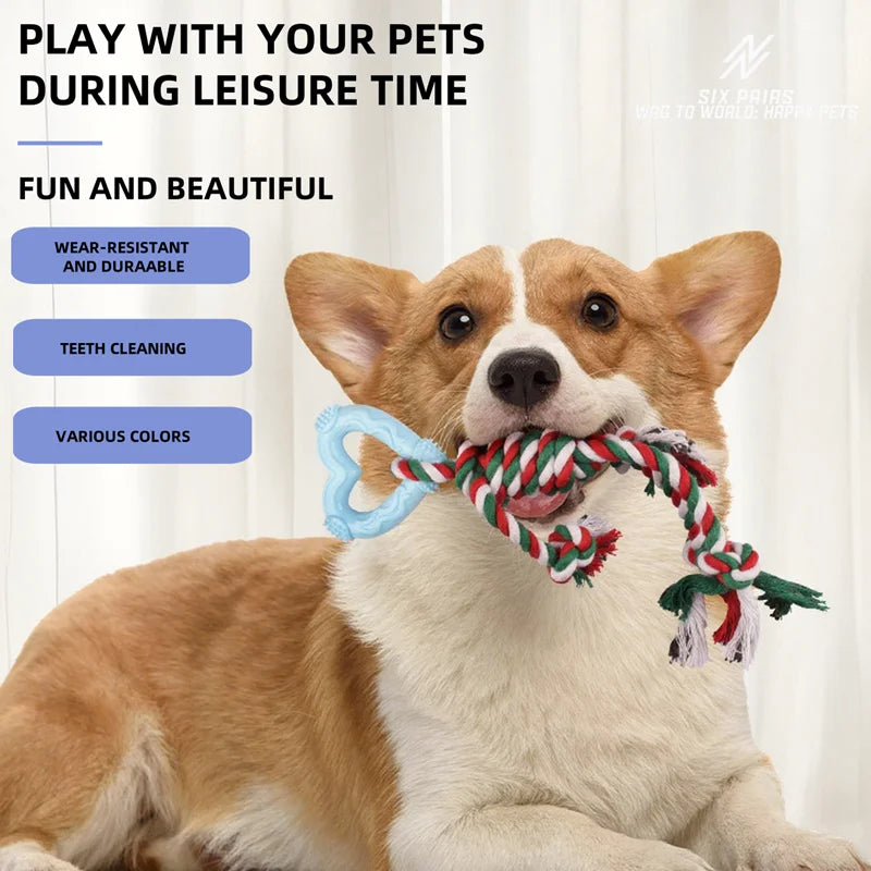 Easter Dog Chew Toys - Cotton Rope Toy with Heart Design