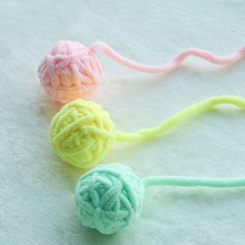 Colorful Yarn Ball Cat Toys with Bell