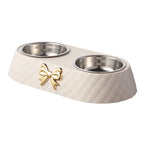 Pet Bowls - Twin Dog Cat Food Water Dish Set