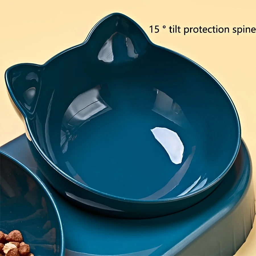 3-in-1 Cat Food & Water Bowl Set with Gravity Water Feeder