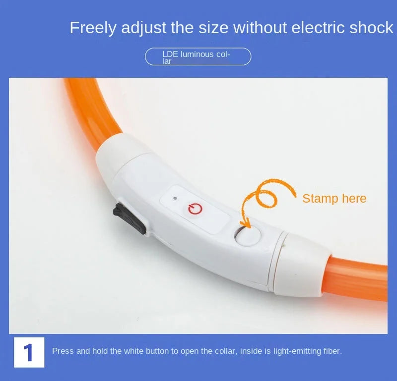 USB Rechargeable LED Glowing Dog Collar – Adjustable Night Safety