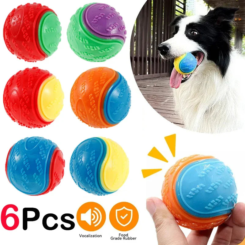6Pcs Squeaky Dog Balls – Interactive Chew Toys for Dogs
