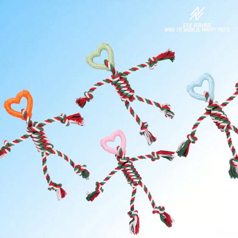 Easter Dog Chew Toys - Cotton Rope Toy with Heart Design
