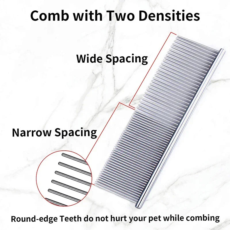 Stainless Steel Dematting Comb – Flea & Grooming Tool for Pets