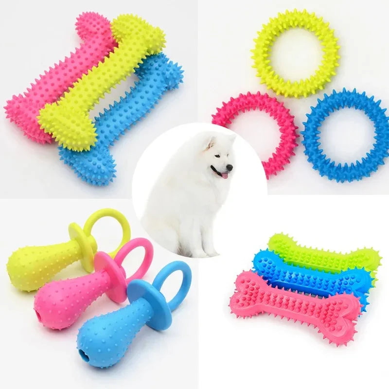 Rubber Bite-Resistant Dog Toy – Teeth Cleaning Chew Toy for Small Dogs