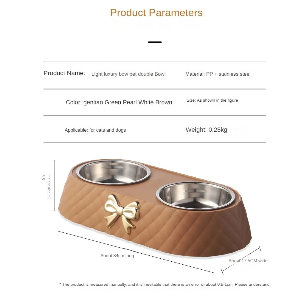 Pet Bowls - Twin Dog Cat Food Water Dish Set