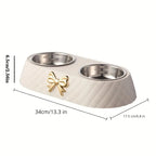 Pet Bowls - Twin Dog Cat Food Water Dish Set