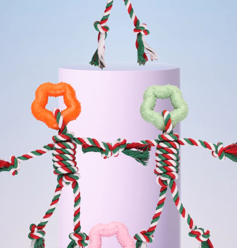 Easter Dog Chew Toys - Cotton Rope Toy with Heart Design