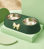 Pet Bowls - Twin Dog Cat Food Water Dish Set