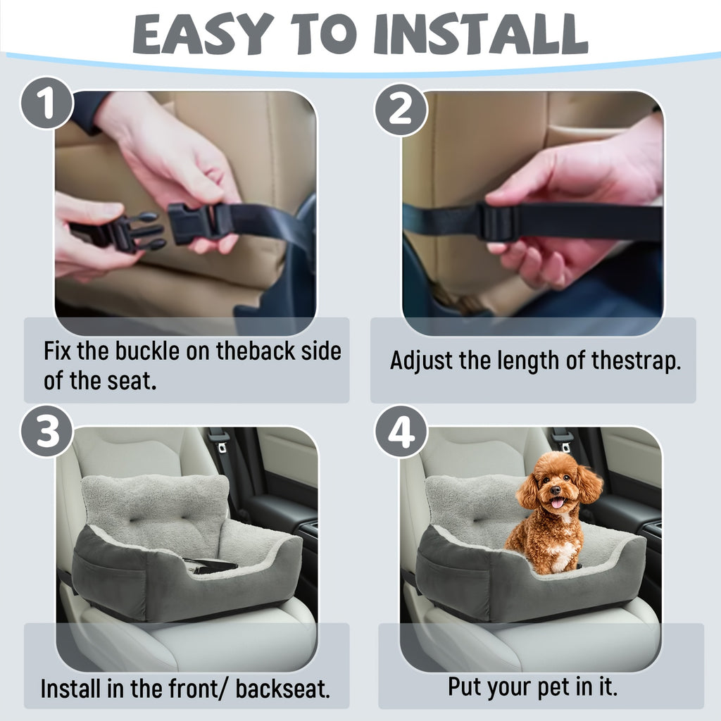 Dog Car Seat Booster - Secure Carrier for Small Dogs