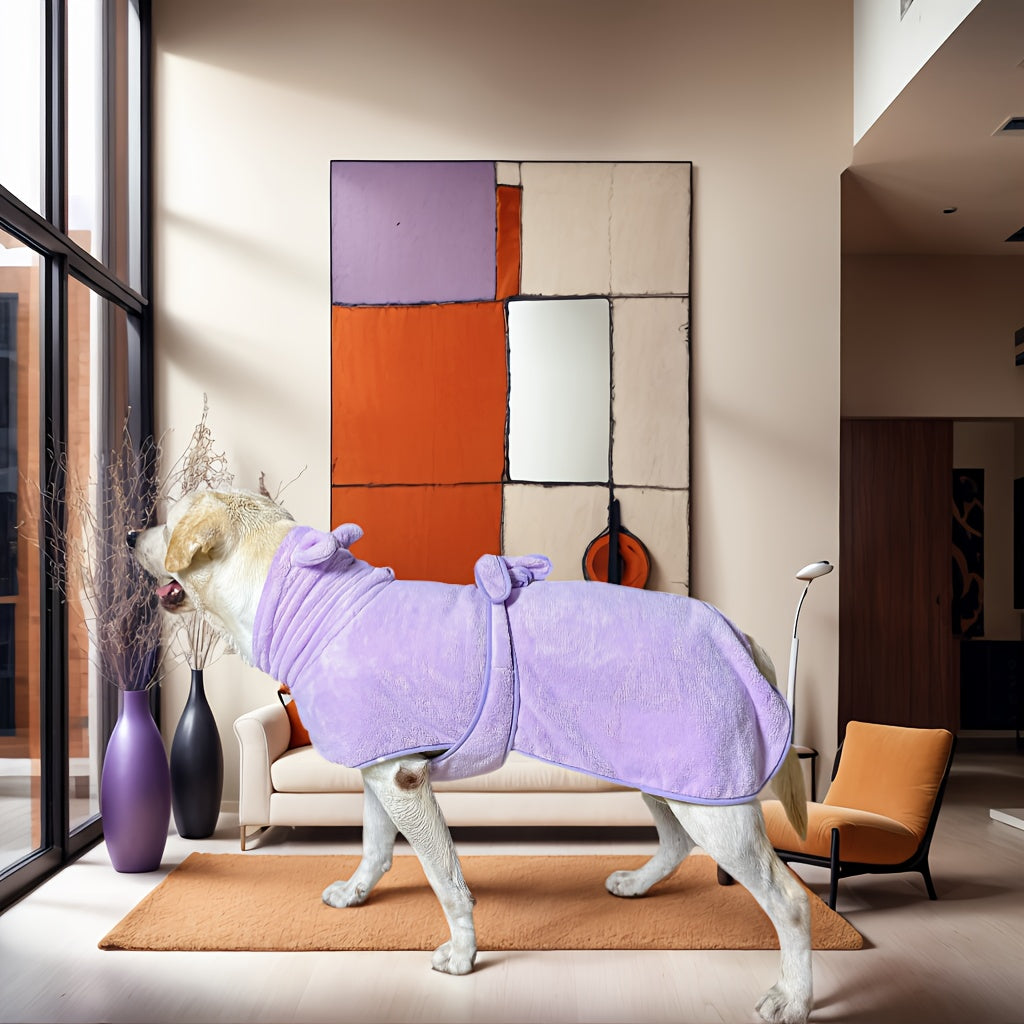 Dog Bathrobe - Soft Absorbent Pet Robe with Hood