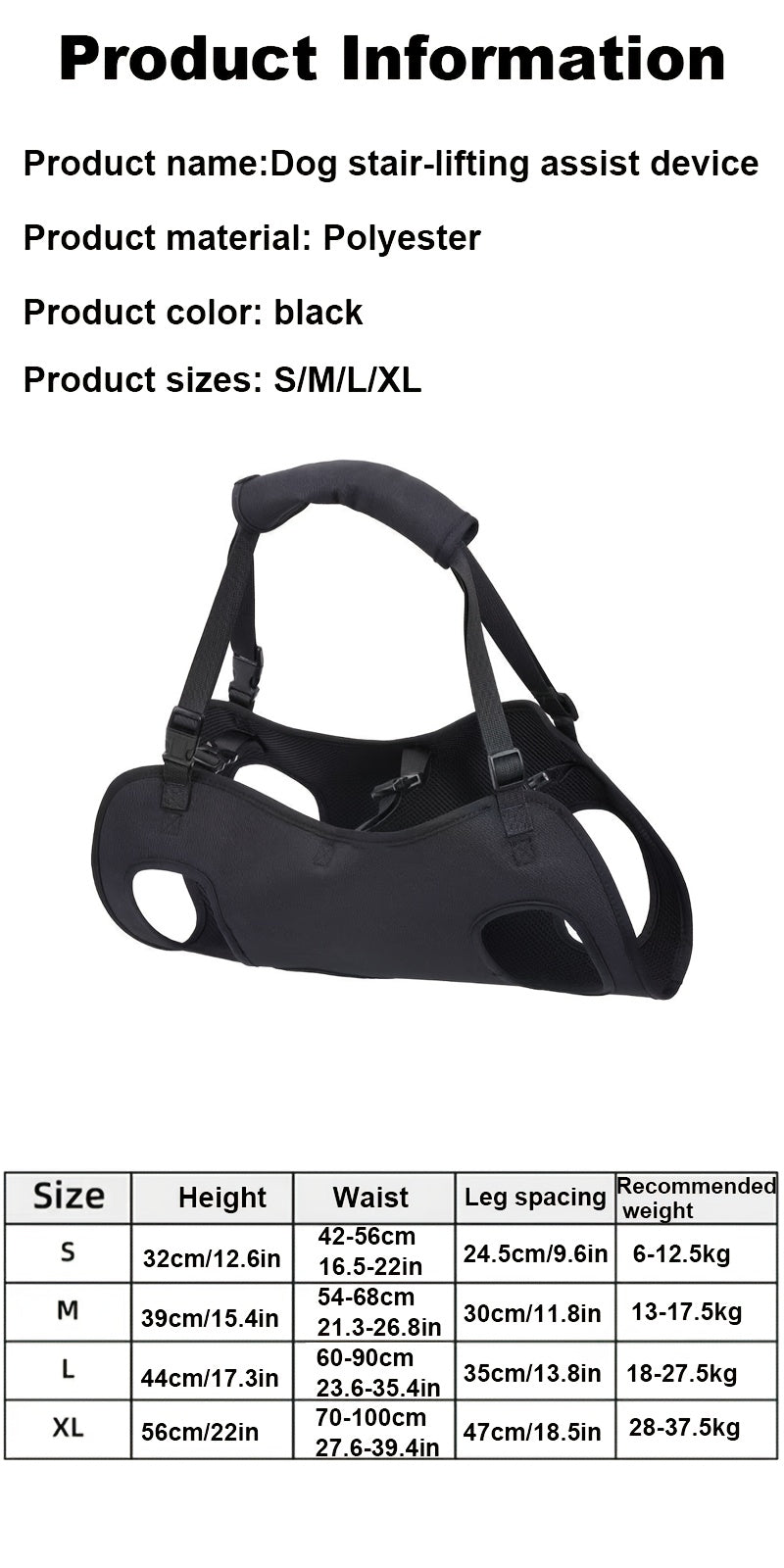 Dog Support Harness for Elderly Disabled Pets - Adjustable Comfort