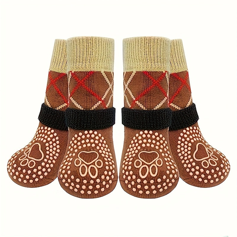 All-Weather Anti-Slip Plush Dog Boots for Medium & Large Breeds