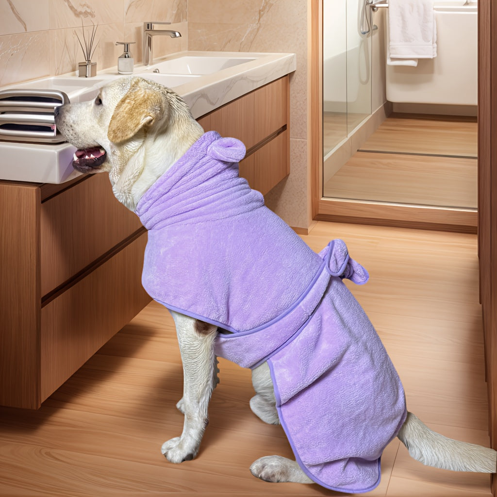 Dog Bathrobe - Soft Absorbent Pet Robe with Hood