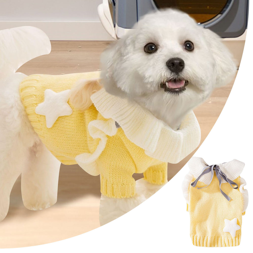 Dog Sweater - Warm Cozy Ruffled Collar Design
