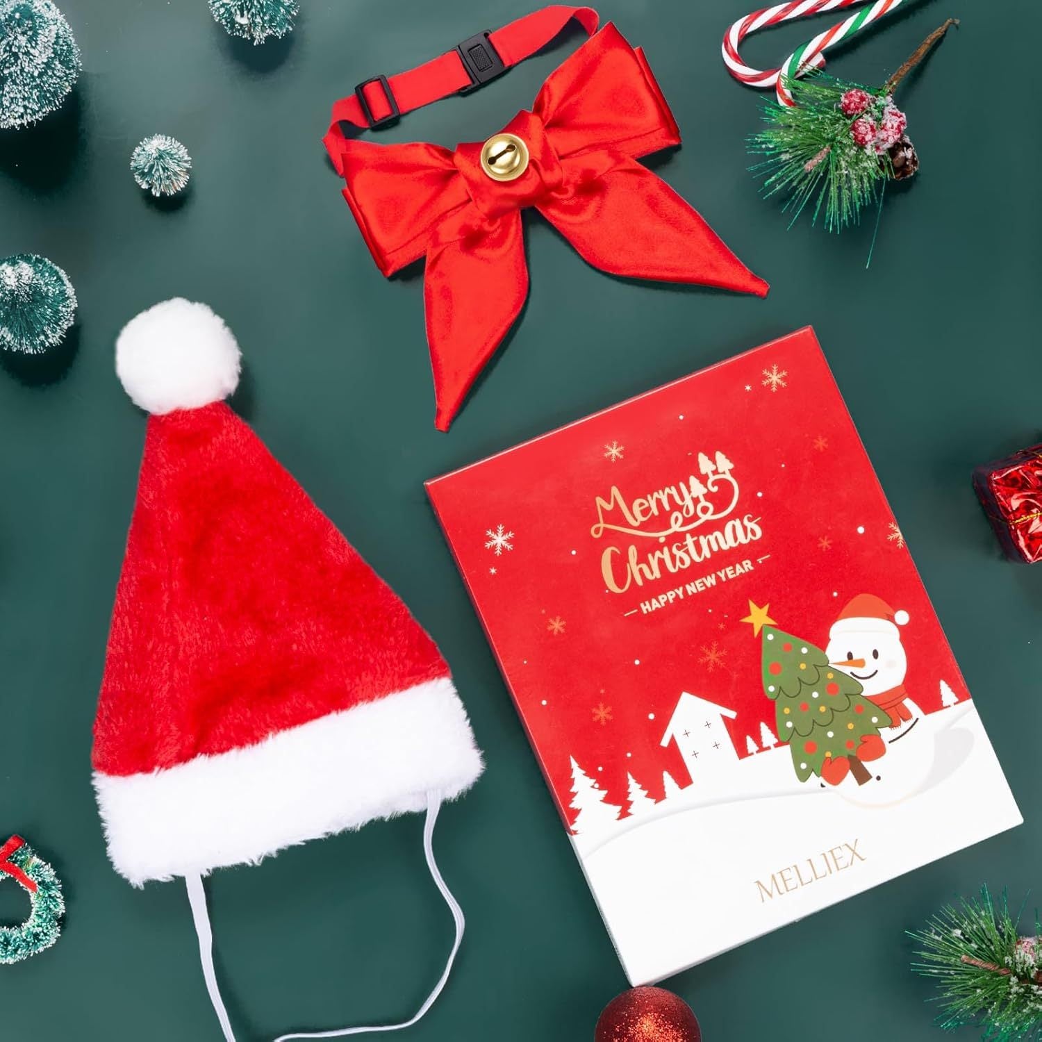 Christmas Dog Hats - Adjustable Breathable Polyester Accessories