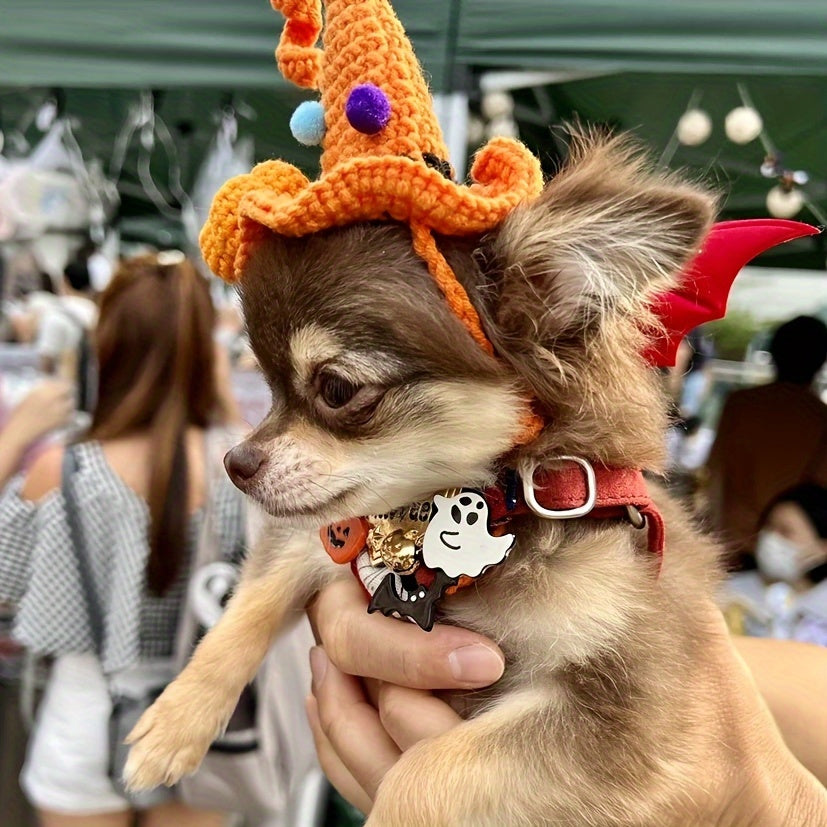 Halloween Pet Collar - Handcrafted Leather with Bell