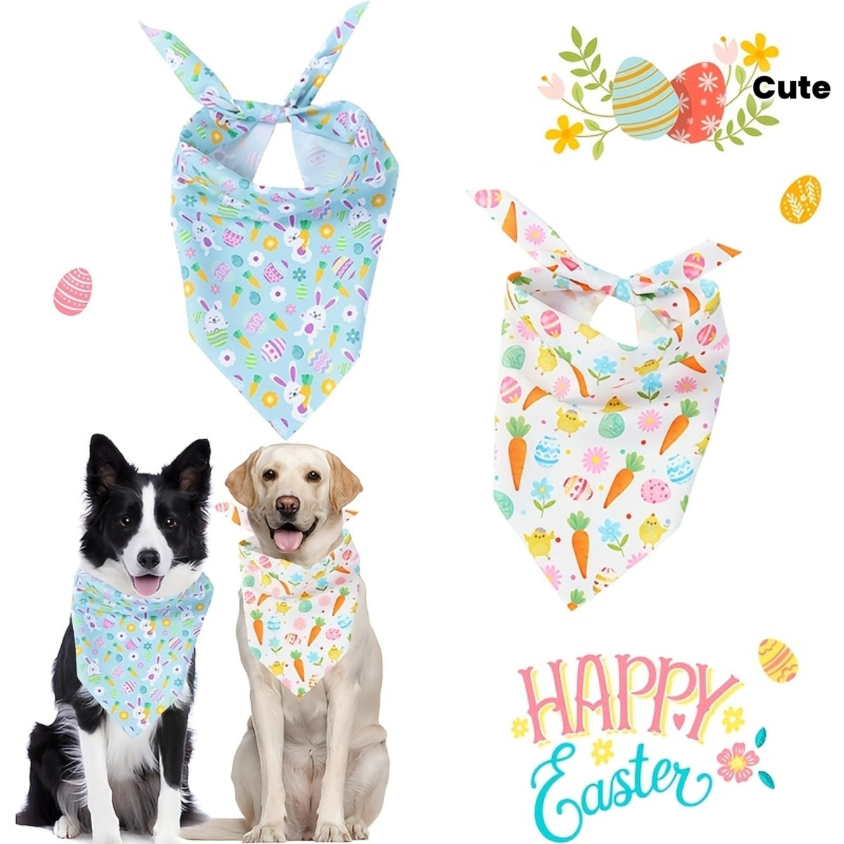 Easter Dog Bandanas - Easter Bunny Print - Spring Celebration