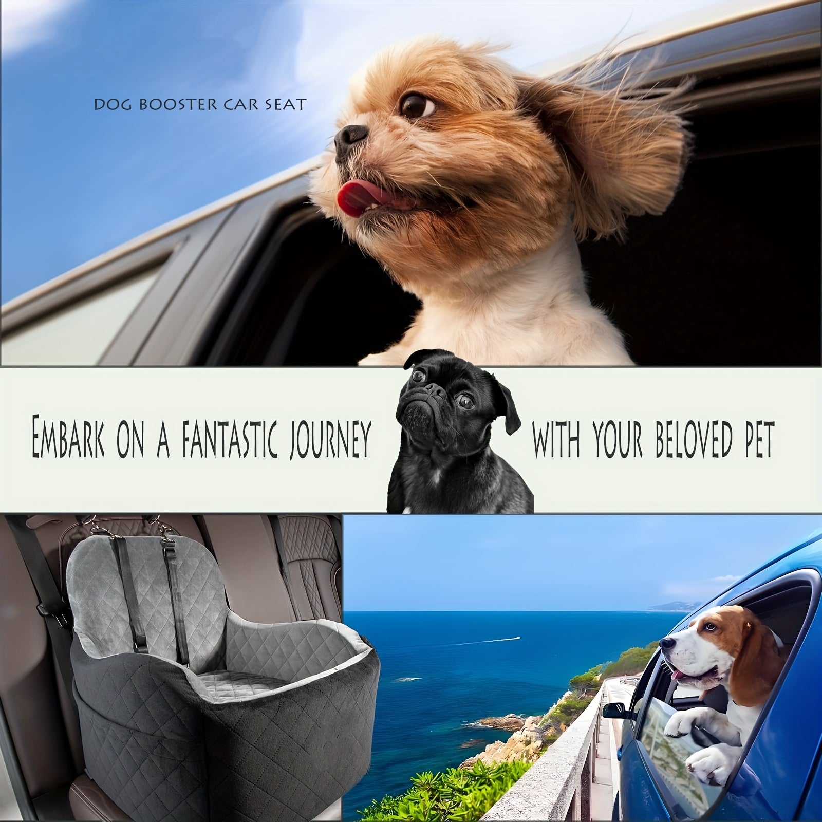 Dog Car Seat - Booster with Elevated Cushion