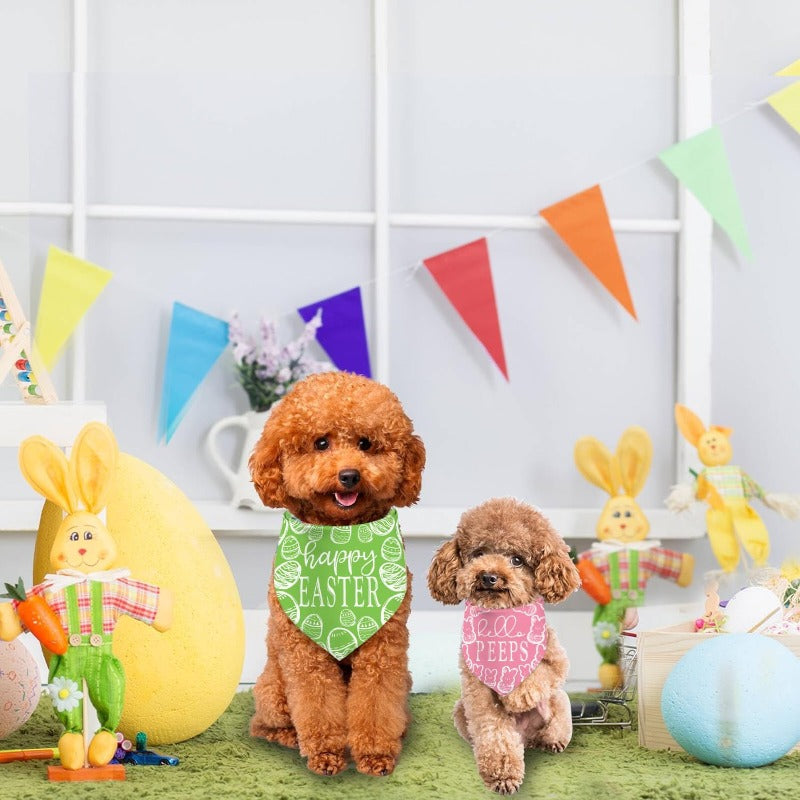 Easter Dog Bandanas - Adjustable with Easter Egg Patterns - Perfect...