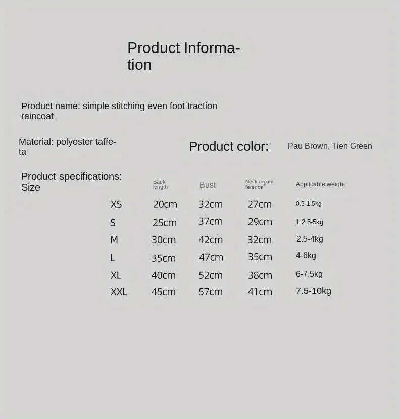 Dog Raincoat - Dog Rain Jacket Waterproof Dog Coat