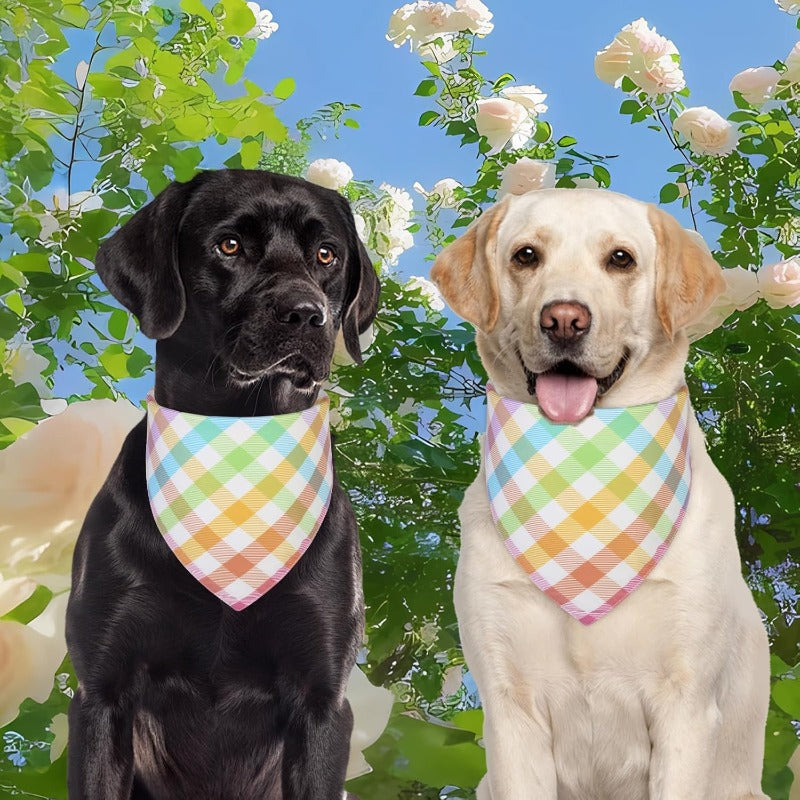 Easter Dog Bandana - Colorful Plaid Scarf