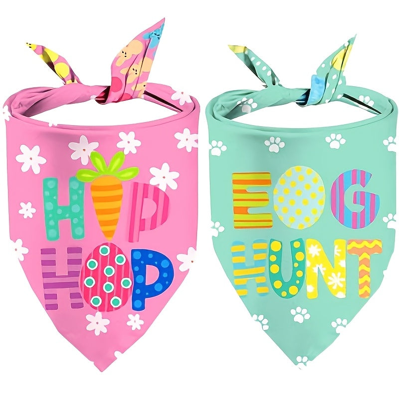 Easter Dog Bandanas - Adjustable Large Pet Scarves Bunny Patterns