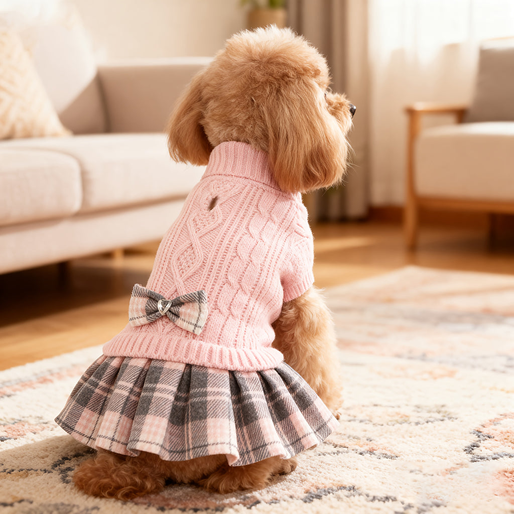 Dog Christmas Sweater - Small Dog Red Plaid