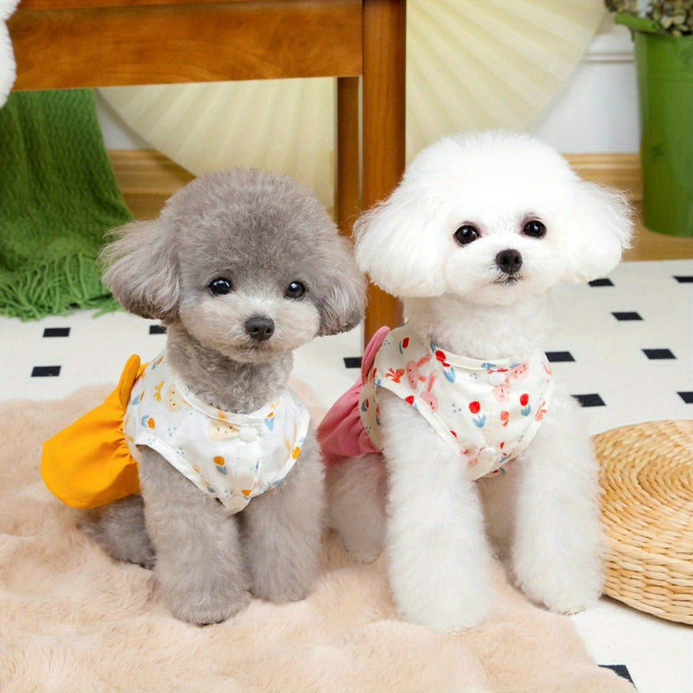 Easter Dog Clothes - Bunny Print Dress for Small Female Dogs