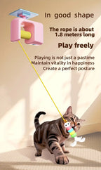 Swing Door Cat Toy with Automatic USB Rechargeable Interactive Hanging Feather Ball for Indoor and Outdoor Play Fits Doors and Windows All Breeds