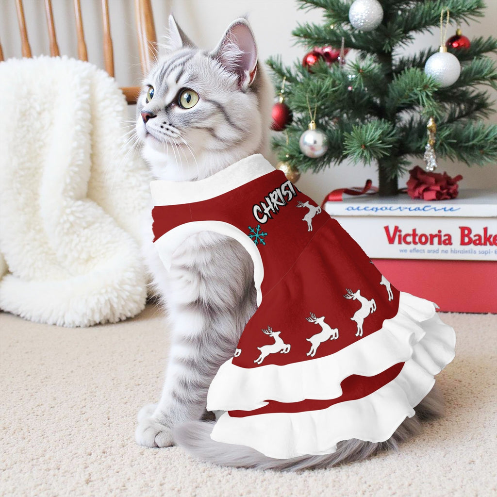 Dog Christmas Dress - Warm Winter Coat with Ruffled Hem