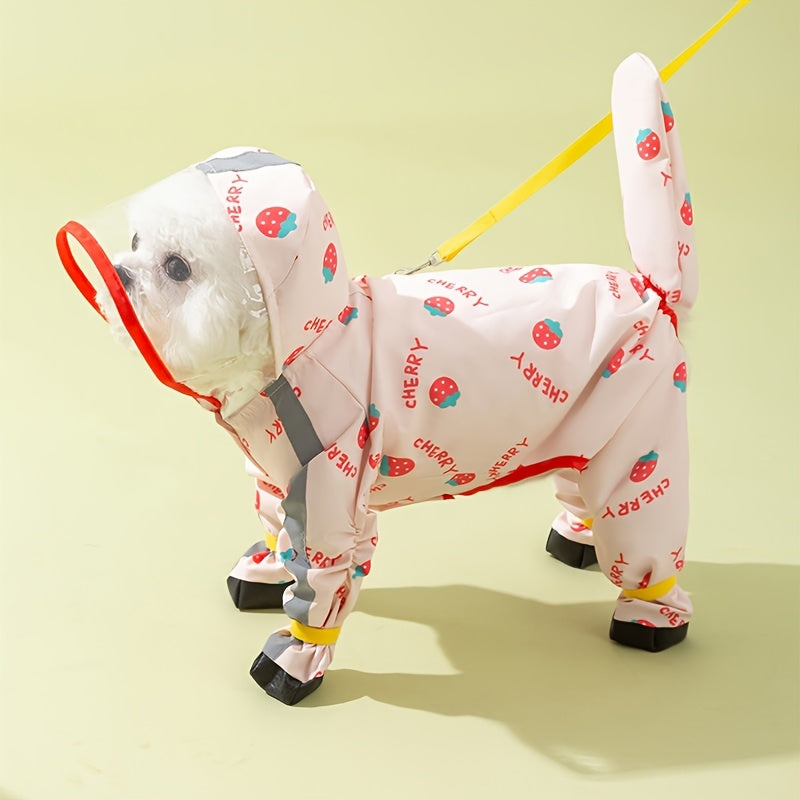 Dog Raincoat - Windproof Pet Rain Jacket with Reflective Strips
