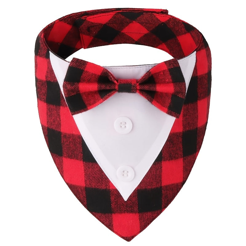 1pc Pets Scarf Festival Plaid Bow Tie Pet Collar Dog Cat Perfect for Valentine's Day Easter Independence Day Thanksgiving Day Christmas Wedding Decorations Pets Costume