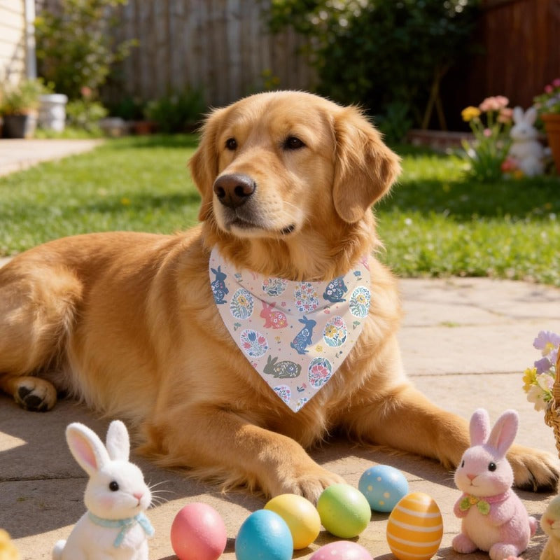 Easter Dog Bandana - Adjustable Bunny Print Scarf